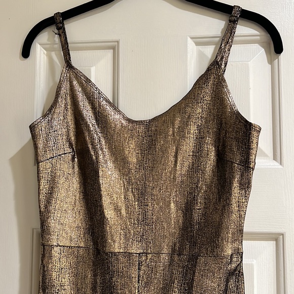 SPRWMN Lamb Leather Bronze Metallic Jumpsuit - Picture 5 of 12